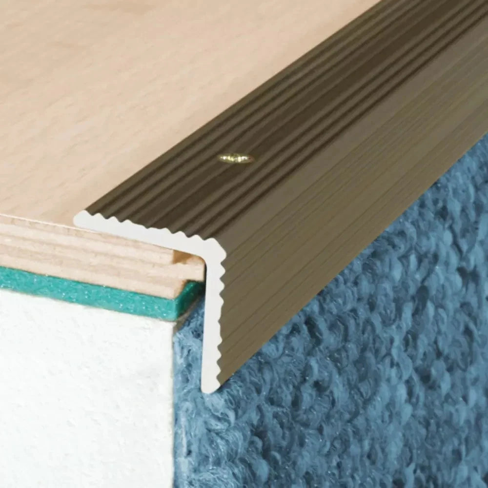2.7m ANODISED ALUMINIUM ANTI NON SLIP STAIR EDGE NOSING -TRIM- 20x 20mm