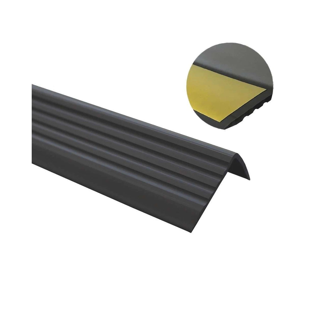 Stair Nosing Silver 40x25mm PVC AntiSlip SelfAdhesive 1.2m Flexible Ribbed Edge