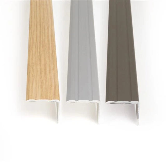 Self adhesive aluminium, wood/metal effect flooring stair nosing 0.9m