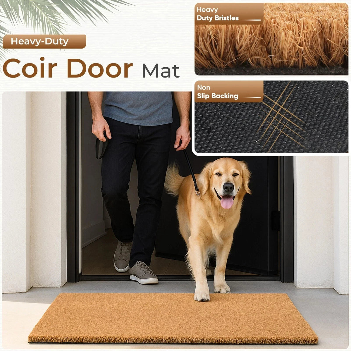 Coir Matting Outdoor Heavy Duty Entrance Non Slip Welcome Mat Rubber Mat Rug UK