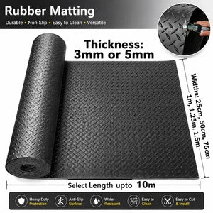 Rubber Matting 3mm or 5mm Thickness Flooring - 1/2m to 10m - Mat Floor Flooring