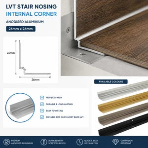 LVT Stair Nosing Trim C31 Internal Corner Edge Profile for Vinyl Flooring