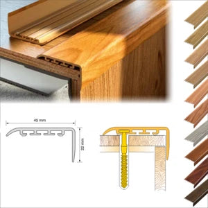 UPVC WOOD EFFECT STAIR EDGE NOSING -TRIM- EDGING NOSING 45 x 22mm