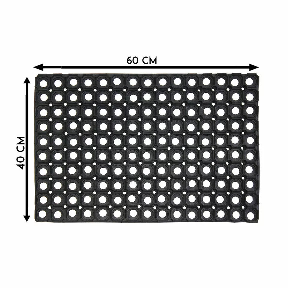 Door Entrance Mat Heavy Duty Non Slip Dirt Catcher Honeycomb Rubber Outdoor | Grid Pattern