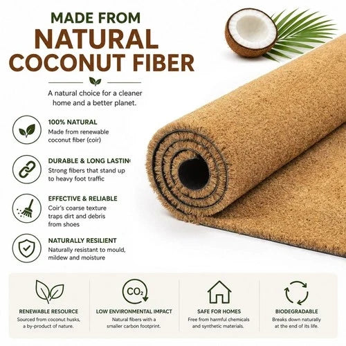 HEAVY DUTY NATURAL COIR MATTING NON SLIP OUTDOOR DOOR MAT HOME PORCH RUBBER MAT