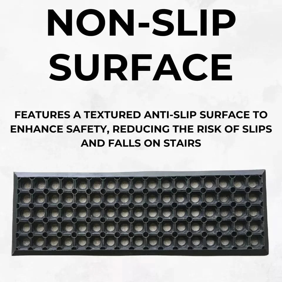 Rubber Safety Stair Tread Mat, Heavy Duty, Non-Slip, Anti-Fatigue 75 cm x 25 cm