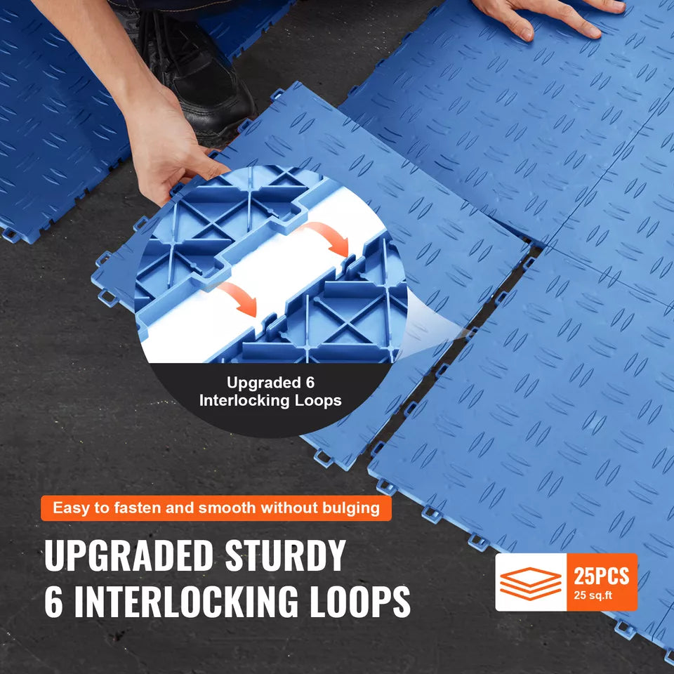 Garage Tiles Interlocking 12x12 in 25 Pack Garage Flooring Tiles Blue