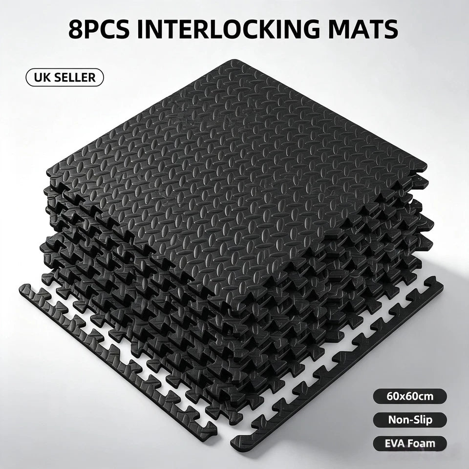 12Mats EVA INTERLOCKING FLOOR MATS SOFT FOAM GYM FLOORING MAT YOGA TILES 60x60CM
