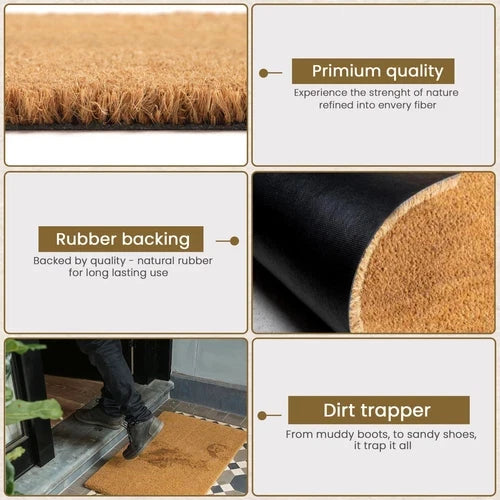 Heavy Duty Natural Coir Entrance Matting Reception Foyer Door Mat Runner Rug UK