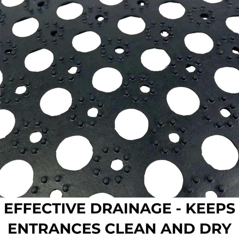 Rubber Door Mat Heavy Duty - Drainage Holes - 12mm Thick - 40cm x 60cm Non-Slip