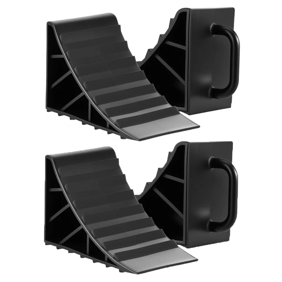 2/4pcs Heavy Duty Solid Rubber Wheel Chocks Tire Stoppers For Truck RV Trailer