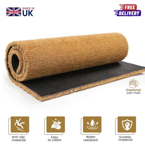 Heavy Duty Natural Coir Entrance Matting Reception Foyer Door Mat Runner Rug UK