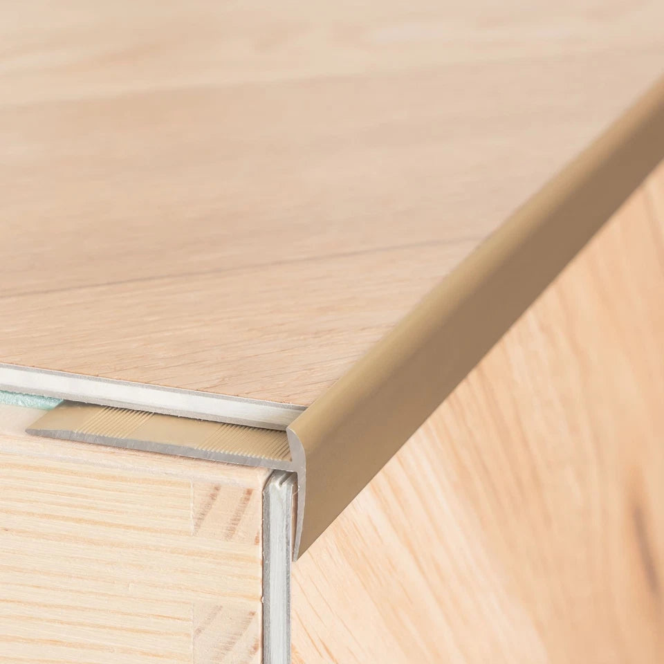 Edge Vinyl Profile Trim LVT C27 900x44mm Anodised Aluminium Stair Nosing