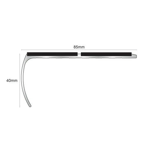 Aluminium Anti Slip Bullnose Stair Nosing 85x40mm Double Insert Step Edge Trim
